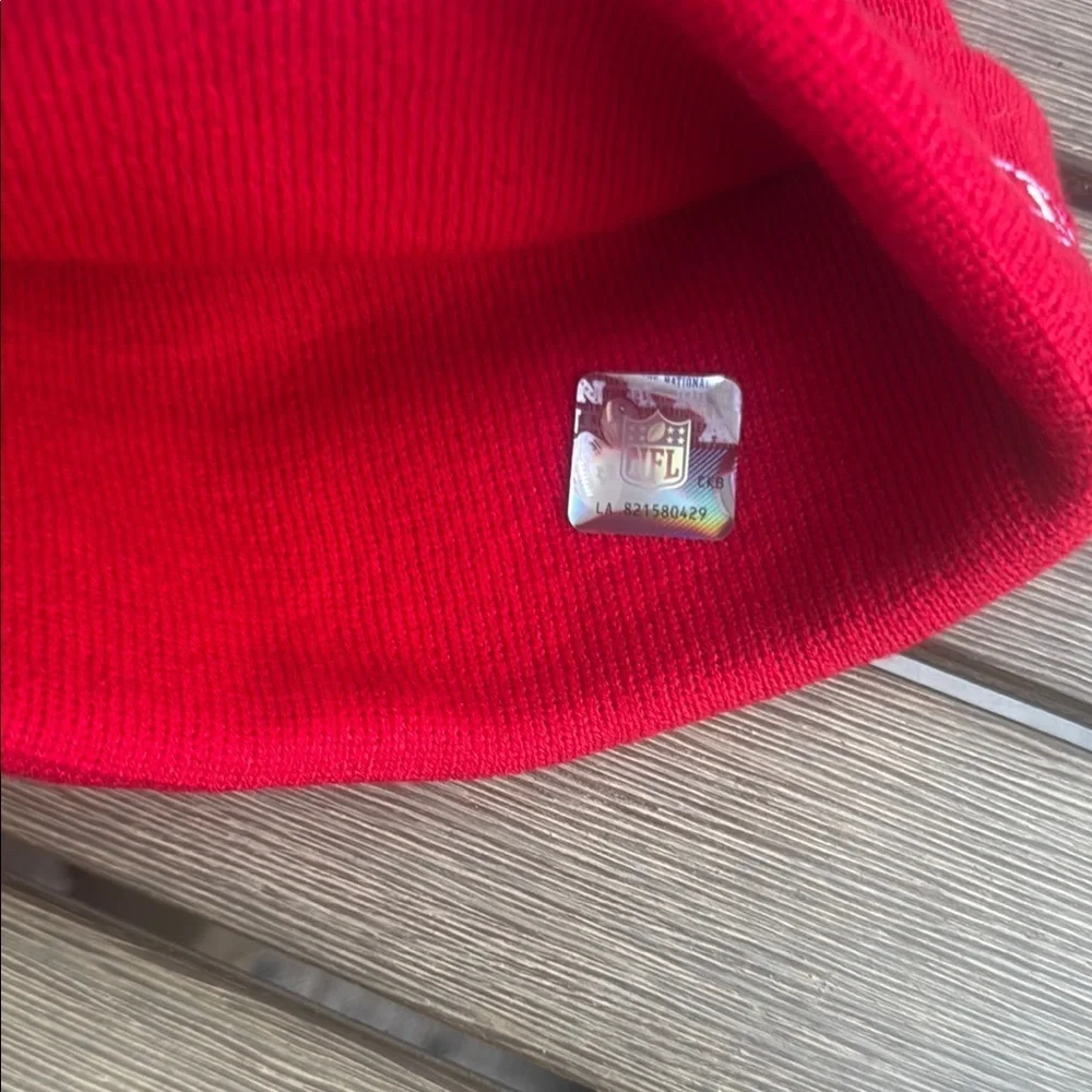 New Era Red Beanie with Embroidered Logo